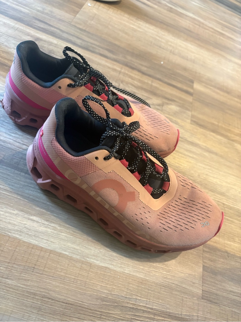 On Running Pink/Black Women’s Athletic Running Shoes - Picture 3 of 6